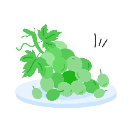 Bunch of sweet berries, icon of grapes, natural antioxidant fruitのイラスト素材
