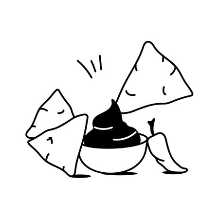 Crunchy nachos topped with cheese, salsa, and guacamoleのイラスト素材