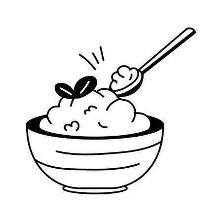 Chinese rice in a bowl with chopsticks, editable icon of rice bowlのイラスト素材