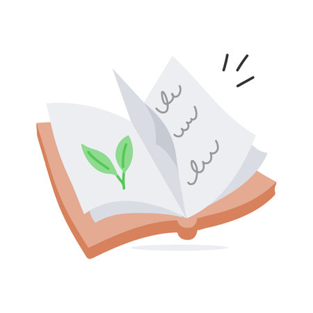 Open book with leaves, symbolizing environmental education vector designのイラスト素材