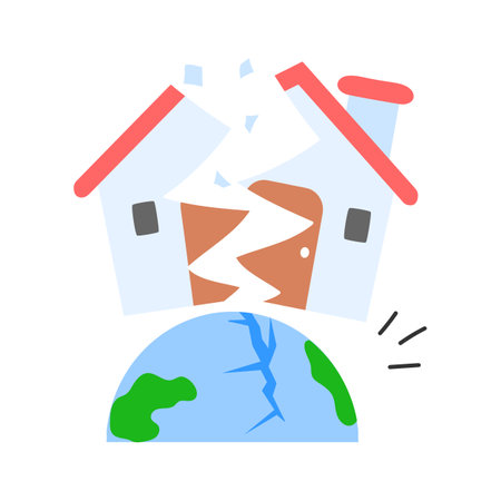 Damaged house due to natural disaster effects on Earthのイラスト素材