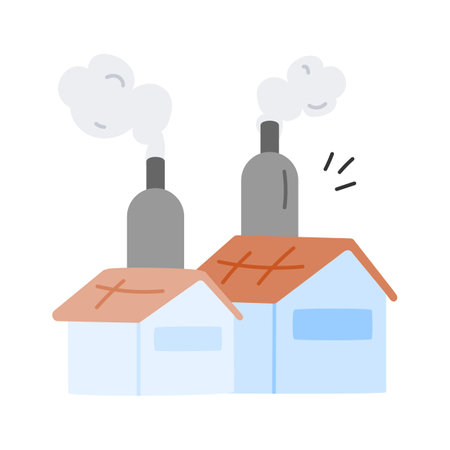 Industrial pollution hand drawn icon in modern styleのイラスト素材