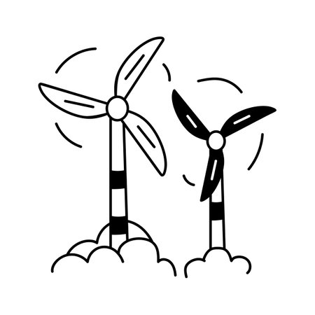 Wind turbines generating renewable energy for a sustainable futureのイラスト素材