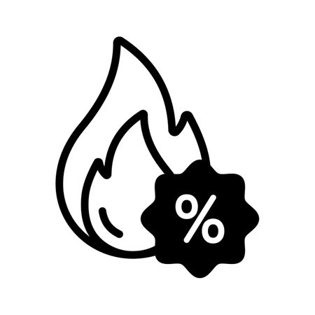 Flame icon with a percentage symbol for hot dealsのイラスト素材