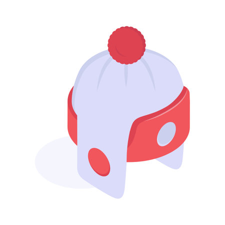 Red knitted hat to keep warm in cold weatherのイラスト素材