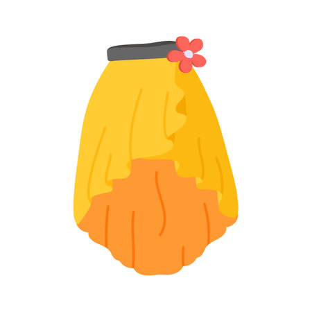 Vibrant pleated skirt vector design with floral accentのイラスト素材