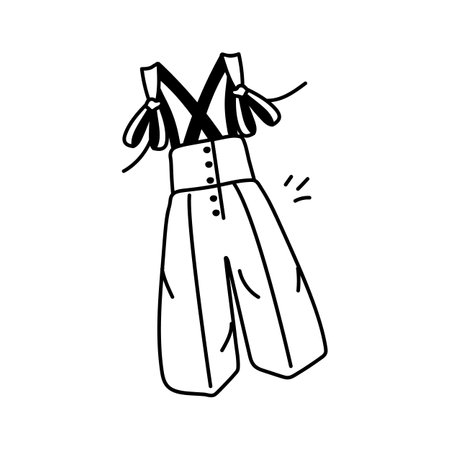 Icon of wide legged overalls with bow straps and a flared bottomのイラスト素材