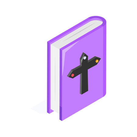 A cross marked book symbolizing faith and blessings.のイラスト素材