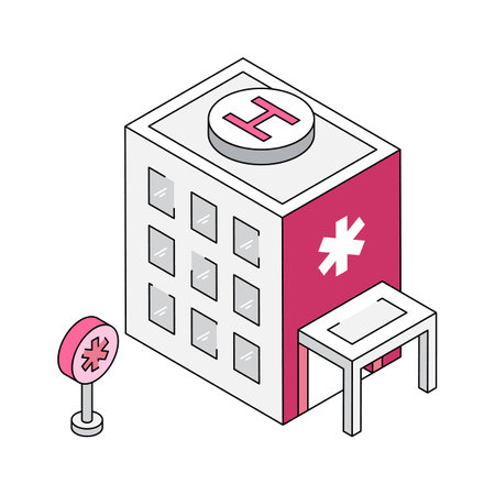 Isometric hospital icon representing healthcare facilitiesのイラスト素材