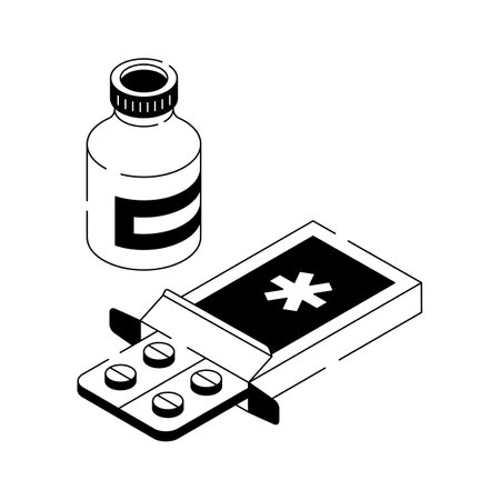 Blister pack with orange tablets for medicationのイラスト素材
