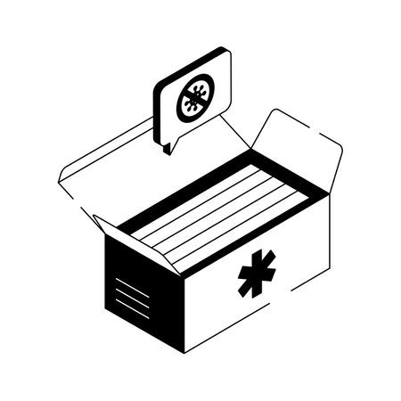 Box containing medical face masks for health protectionのイラスト素材