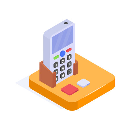 Voice communication, landline telephone isometric iconのイラスト素材
