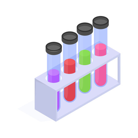 Rack of test tubes for medical experiments and lab workのイラスト素材