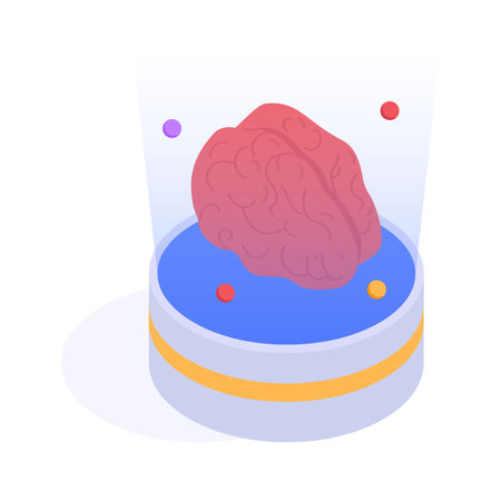 Container showcasing research on artificial brain and neural networksのイラスト素材