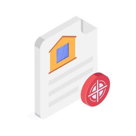 A document with a house symbol, representing property deeds or legal papersのイラスト素材