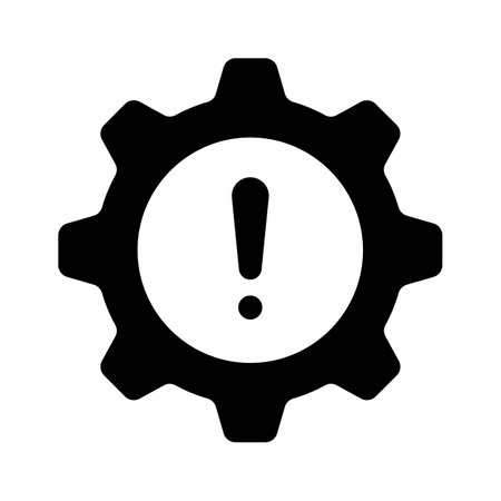 A gear with an exclamation point, symbolizing critical system issuesのイラスト素材