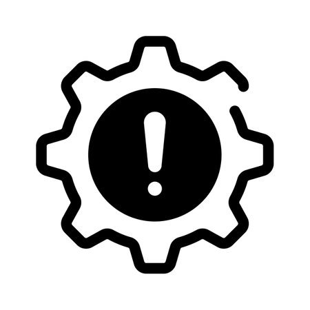A gear with an exclamation point, symbolizing critical system issuesのイラスト素材
