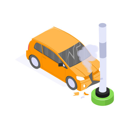 A car with smoke showing protection against vehicle breakdownsのイラスト素材