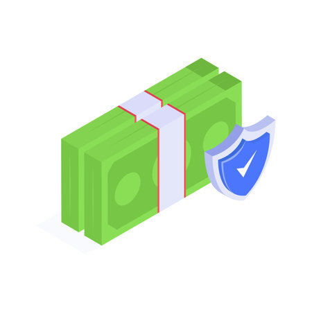 Dollar with protection shield, a concept of financial insurance icon in modern styleのイラスト素材
