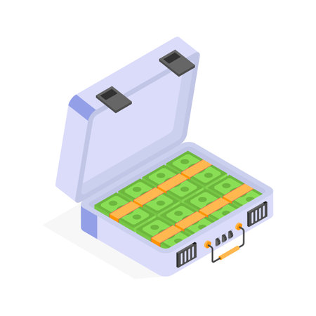 Vintage money case, isometric icon of cash suitcaseのイラスト素材