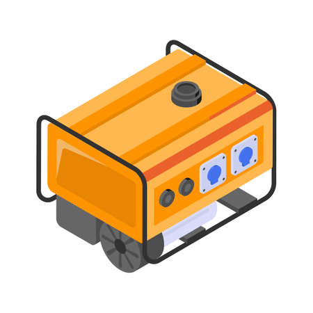 Electricity generating machine icon in isometric style, editable vector of generatorのイラスト素材