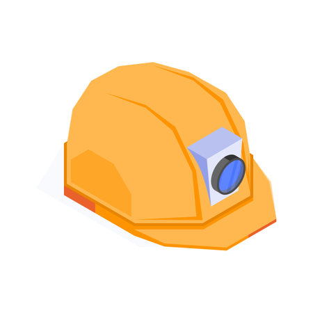 Sturdy hard hat with an integrated light for improved visibility.のイラスト素材