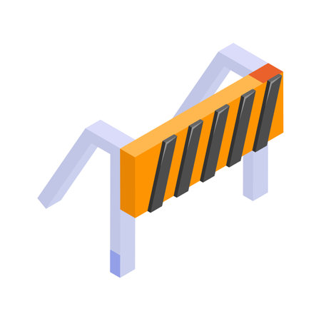 Construction barrier, safety barrier isometric icon in trendy design styleのイラスト素材