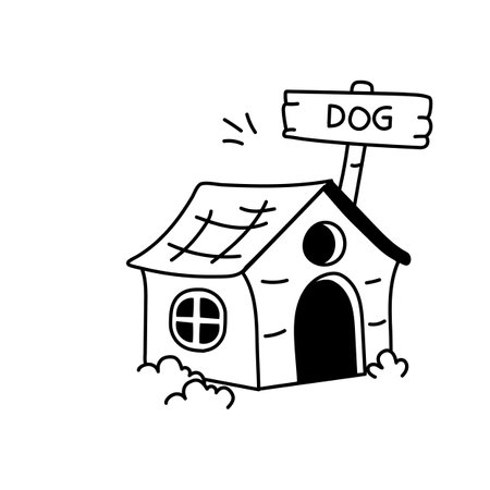 An amazing icon of dog house in hand drawn style, premium vectorのイラスト素材