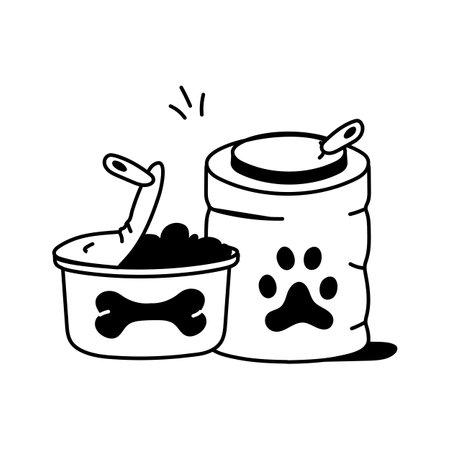 Well designed hand drawn icon of pet food in modern styleのイラスト素材