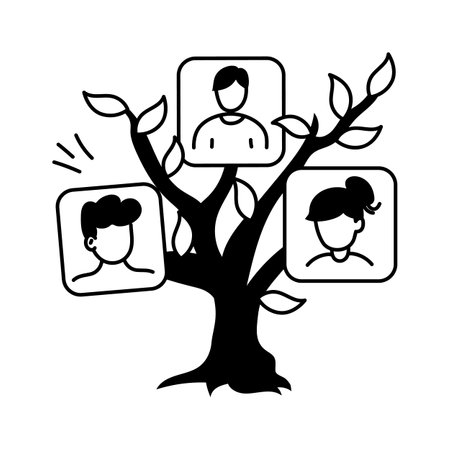 A tree with profile photos, symbolizing familial connections and lineage