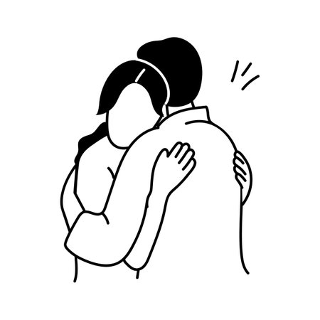 A warm hug between two people, symbolizing support and loveのイラスト素材