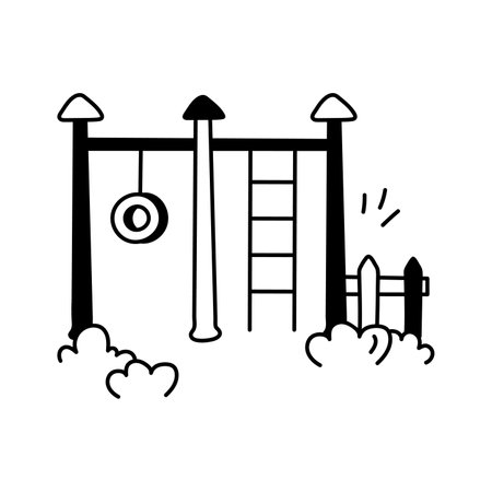 Icon of a play area with swings and climbing structuresのイラスト素材