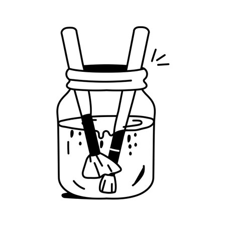An icon of water jar for cleaning art brushes, ready to use iconのイラスト素材