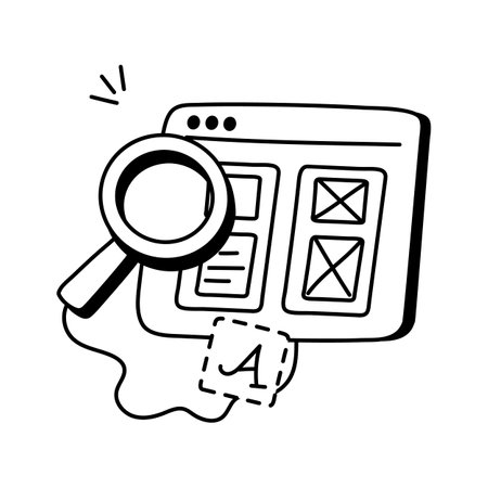 Icon of a wireframe mockup, essential for UX/UI design planningのイラスト素材