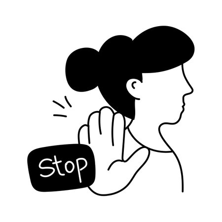 A person with a stop sign symbolizing avoiding self comparisonのイラスト素材