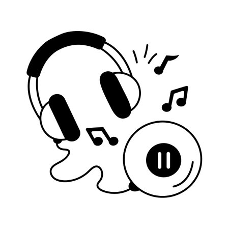 Headphones symbolizing listening to music for relaxation and joyのイラスト素材