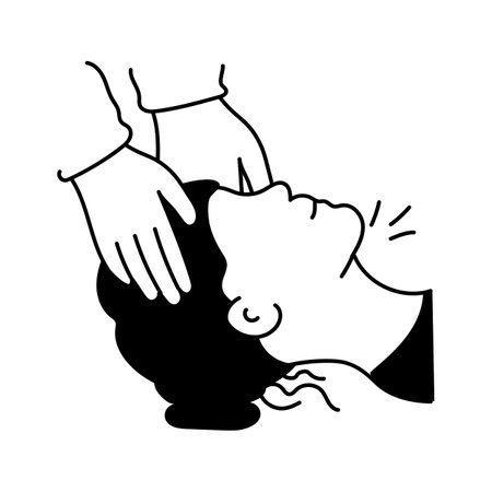 A simple, black and white icon of a head massageのイラスト素材