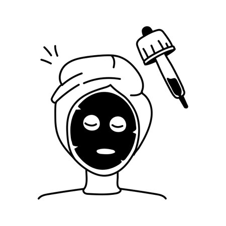 Brush and facial mask symbolizing beauty treatments for healthy skinのイラスト素材