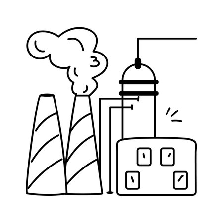 Industrial power plant for energy generation and distributionのイラスト素材