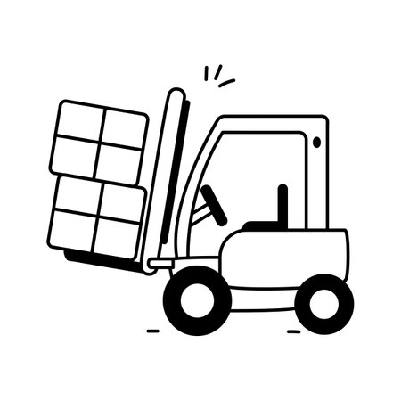A trendy icon of a forklift truck lifting a stack of boxesのイラスト素材