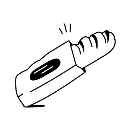 Hand drawn icon of a baguette in packagingのイラスト素材