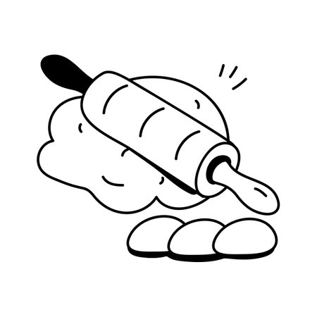 Rolling pin and dough ready for baking preparationのイラスト素材