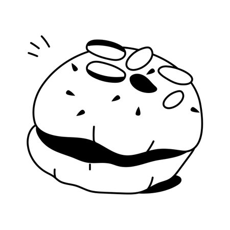 Icon of a classic soft bun with a textured surface for bakery displaysのイラスト素材