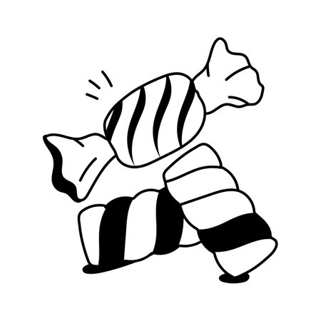 Two wrapped candies with a playful and colorful designのイラスト素材