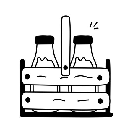 Crate used for organizing and transporting milk bottlesのイラスト素材