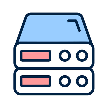 Data storage and network communication management, icon of data server