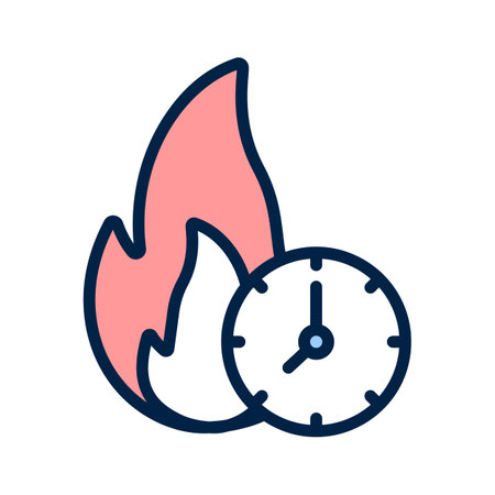 Clock with flames indicating urgent or peak timeのイラスト素材