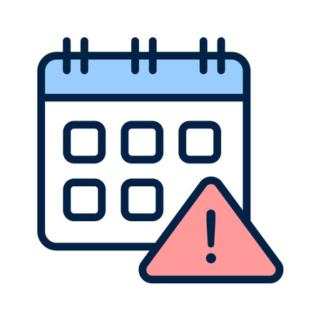 A calendar with a warning sign, concept icon of calendar alertのイラスト素材