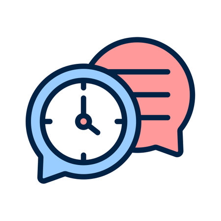 Speech bubble with a clock indicating scheduled chatsのイラスト素材