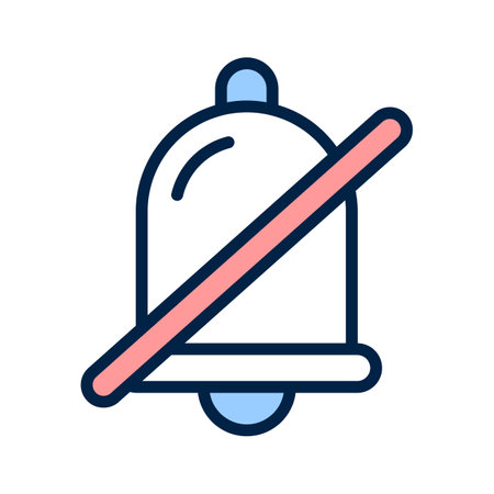 Bell icon with a mute symbol to silence alarmsのイラスト素材